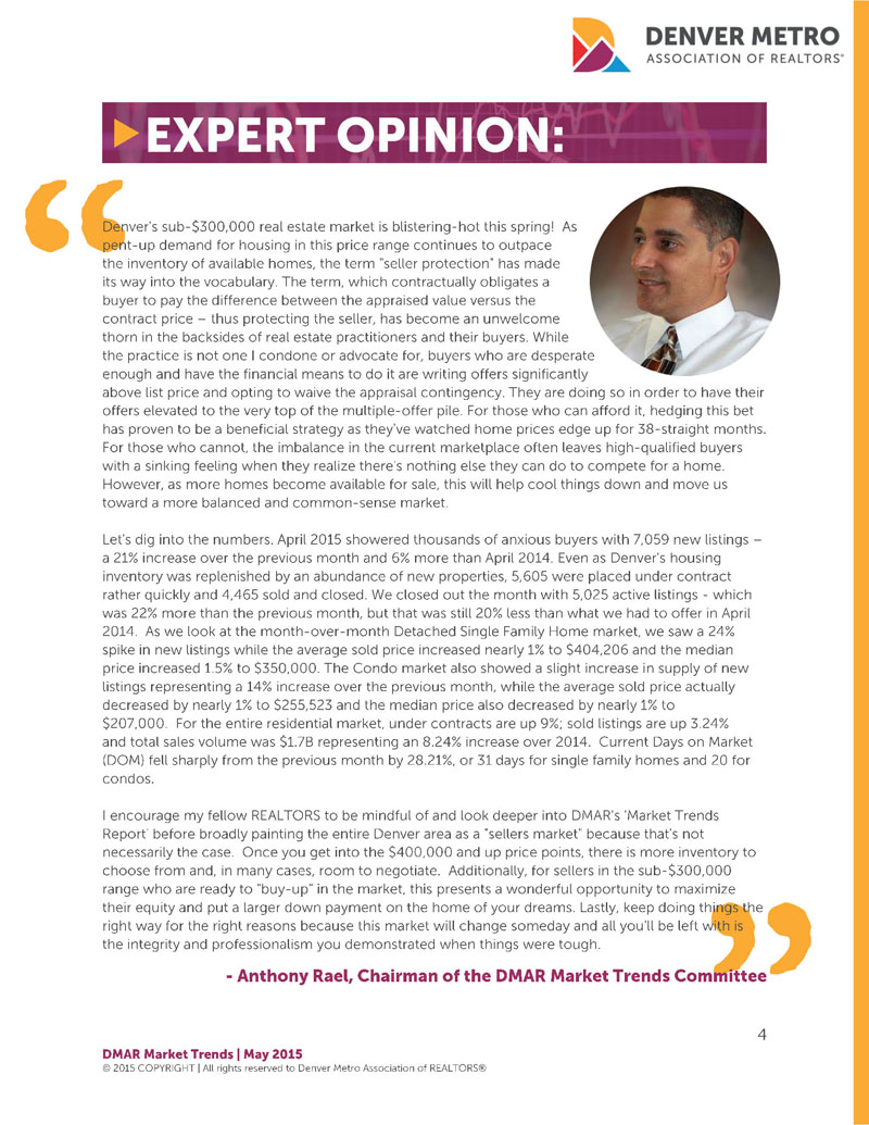 Denver Real Estate Market Expert Opinion by Anthony Rael - Denver Metro Association of REALTORS - #dmarstats